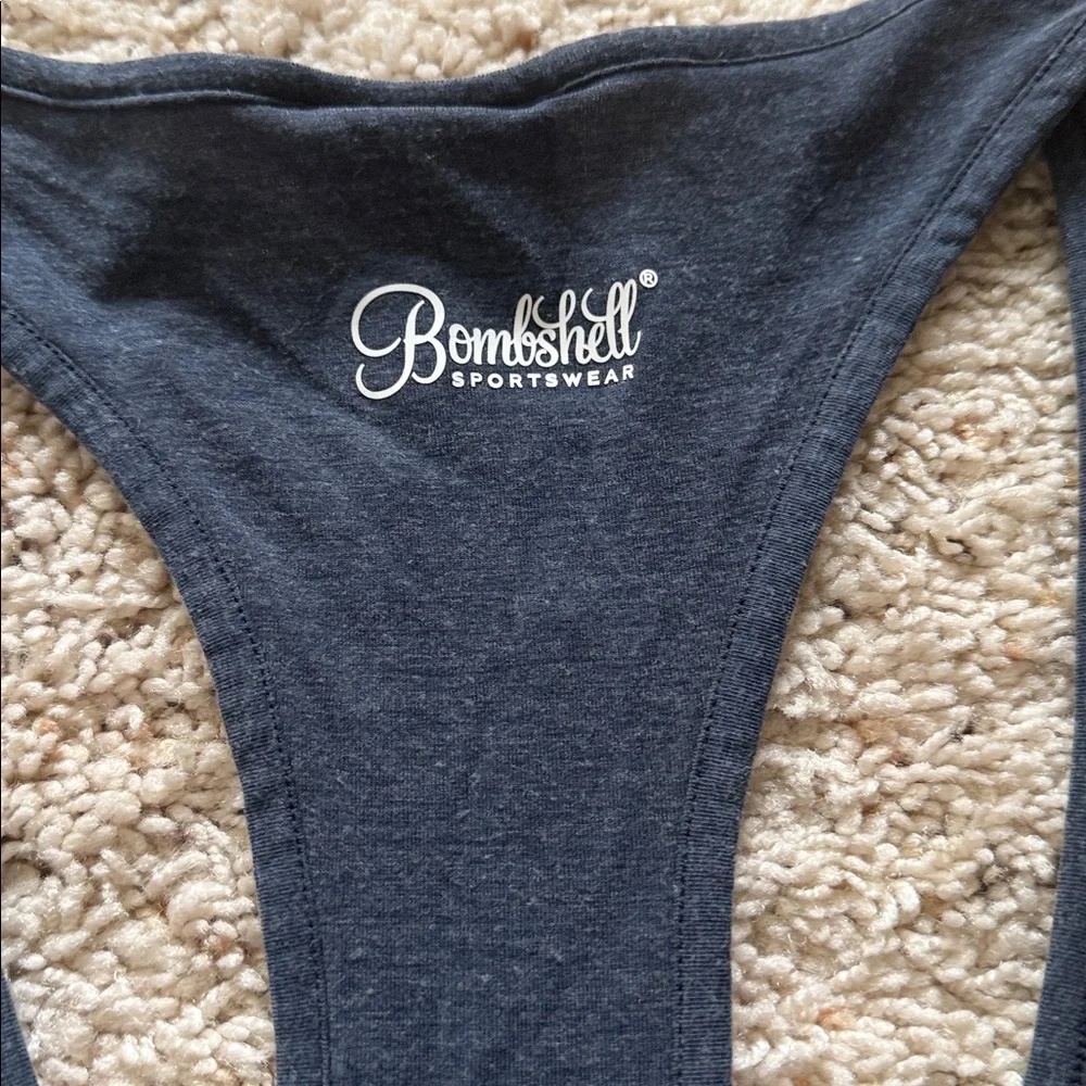 Bombshell Low Cut Navy Racerback Tank - Picture 3 of 5